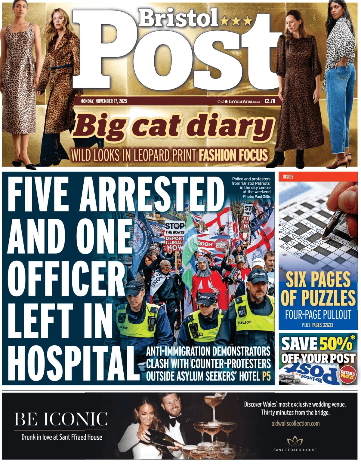 Prima Pagina Bristol Post 17/11/2025