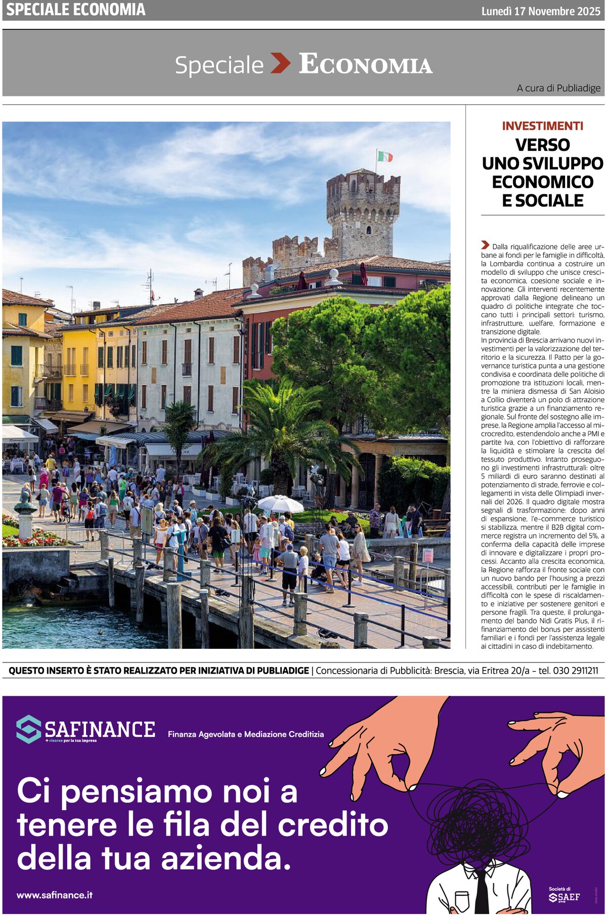 Prima Pagina Corriere della Sera (Brescia) 17/11/2025