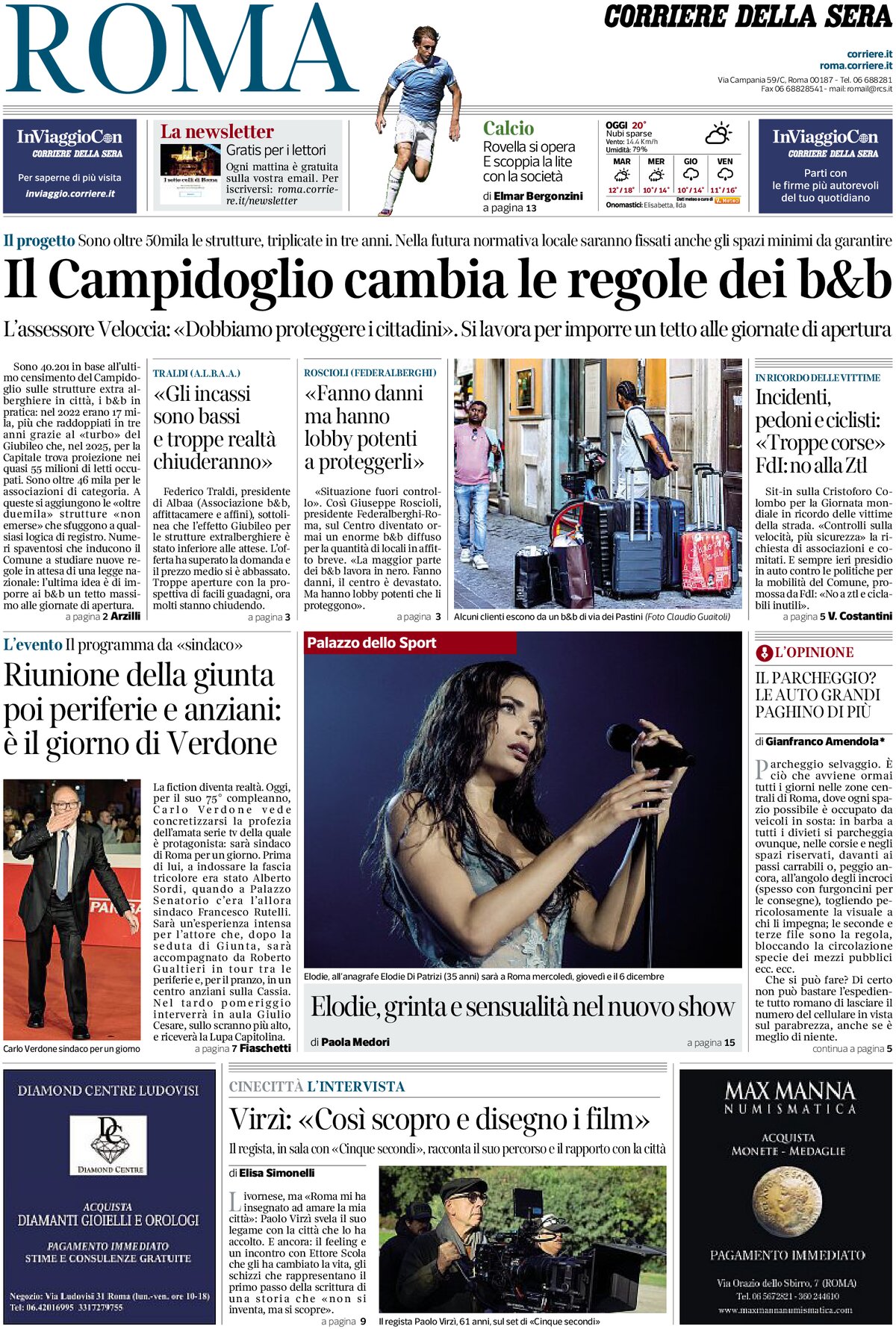 Prima Pagina Corriere della Sera (Roma) 17/11/2025