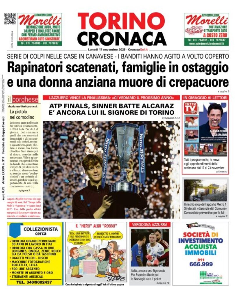 Prima Pagina CronacaQui 17/11/2025