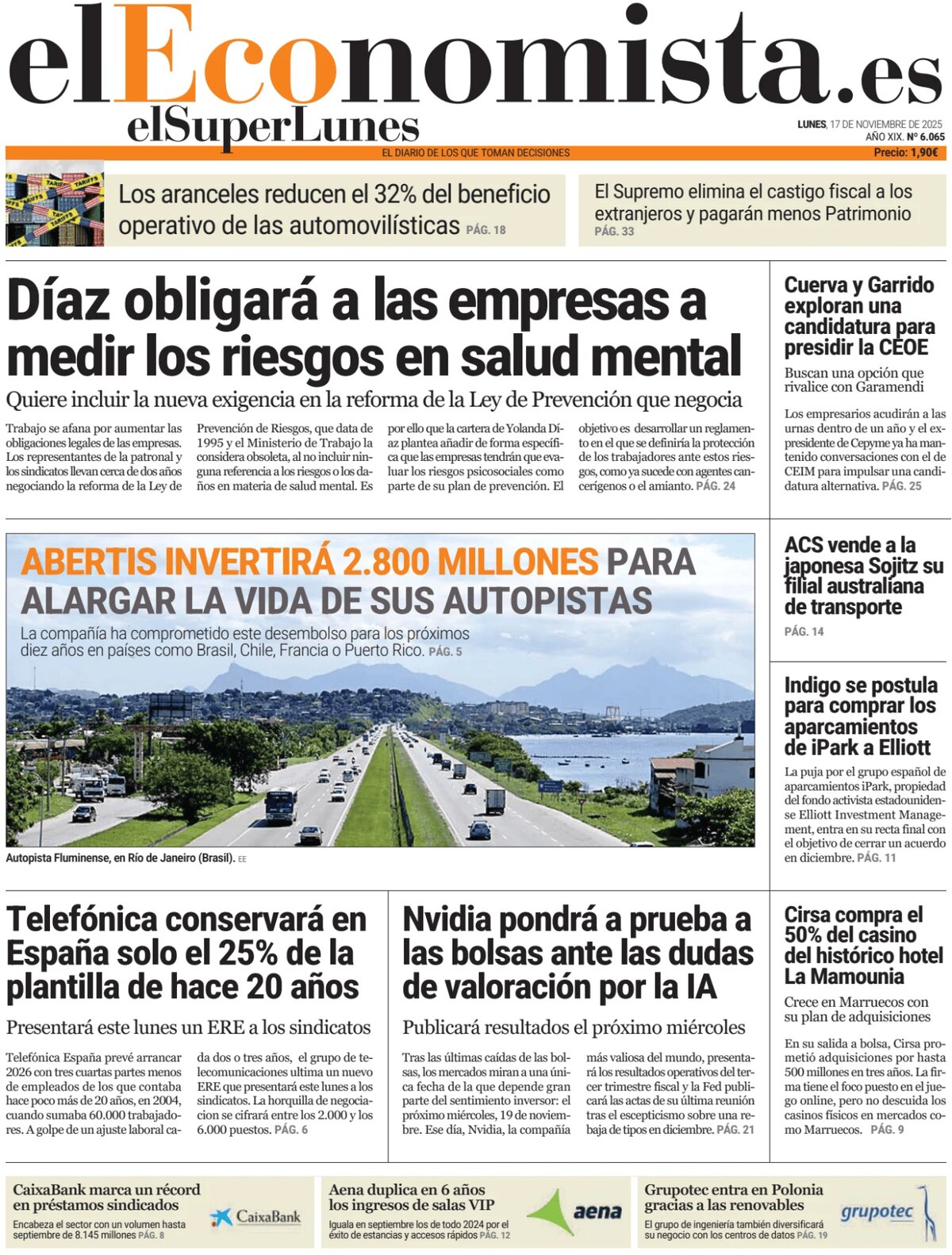 Prima Pagina El Economista 17/11/2025