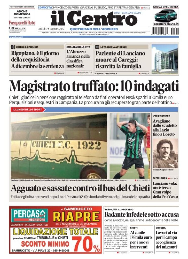 Prima Pagina Il Centro (Chieti) 17/11/2025