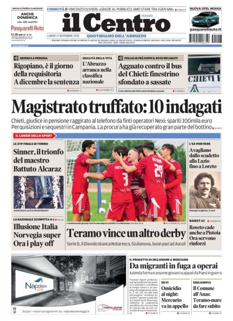 Prima Pagina Il Centro (Teramo) 17/11/2025