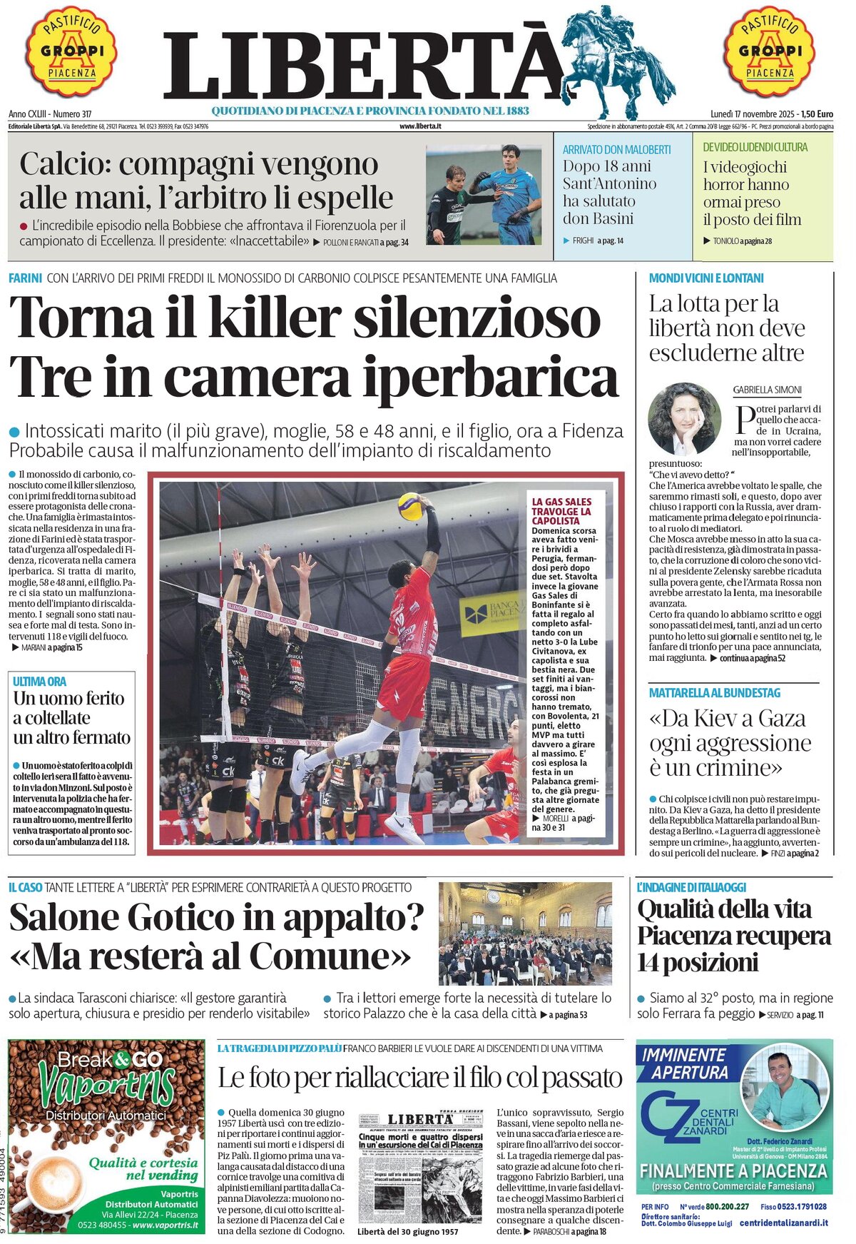 Prima Pagina Libertà (Piacenza) 17/11/2025