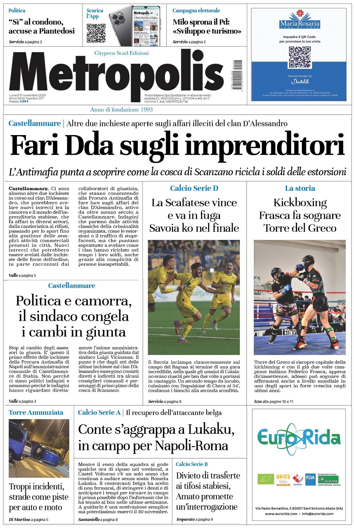 Prima Pagina Metropolis (Napoli) 17/11/2025