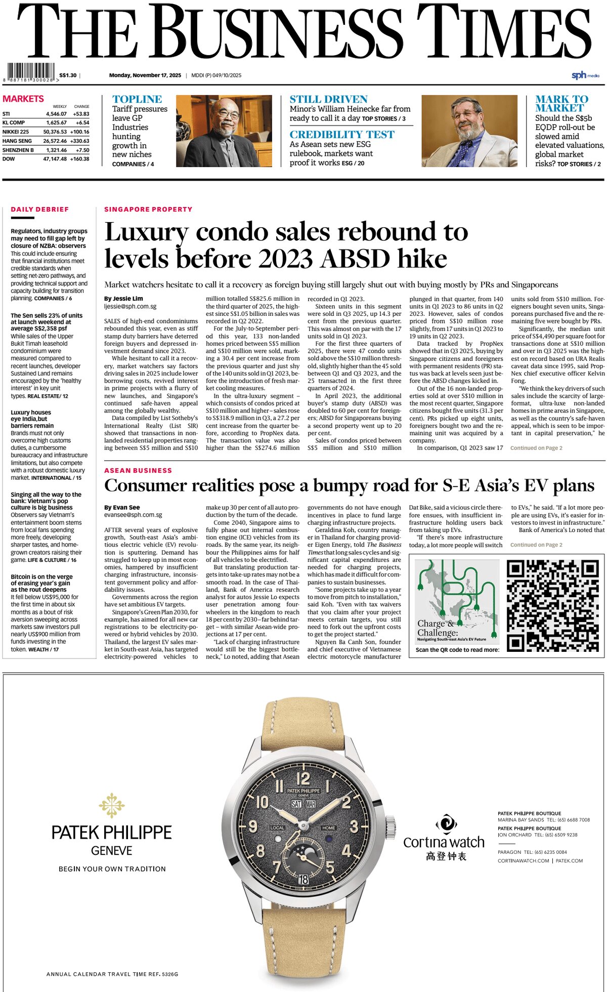 Prima Pagina The Business Times (Singapore) 17/11/2025