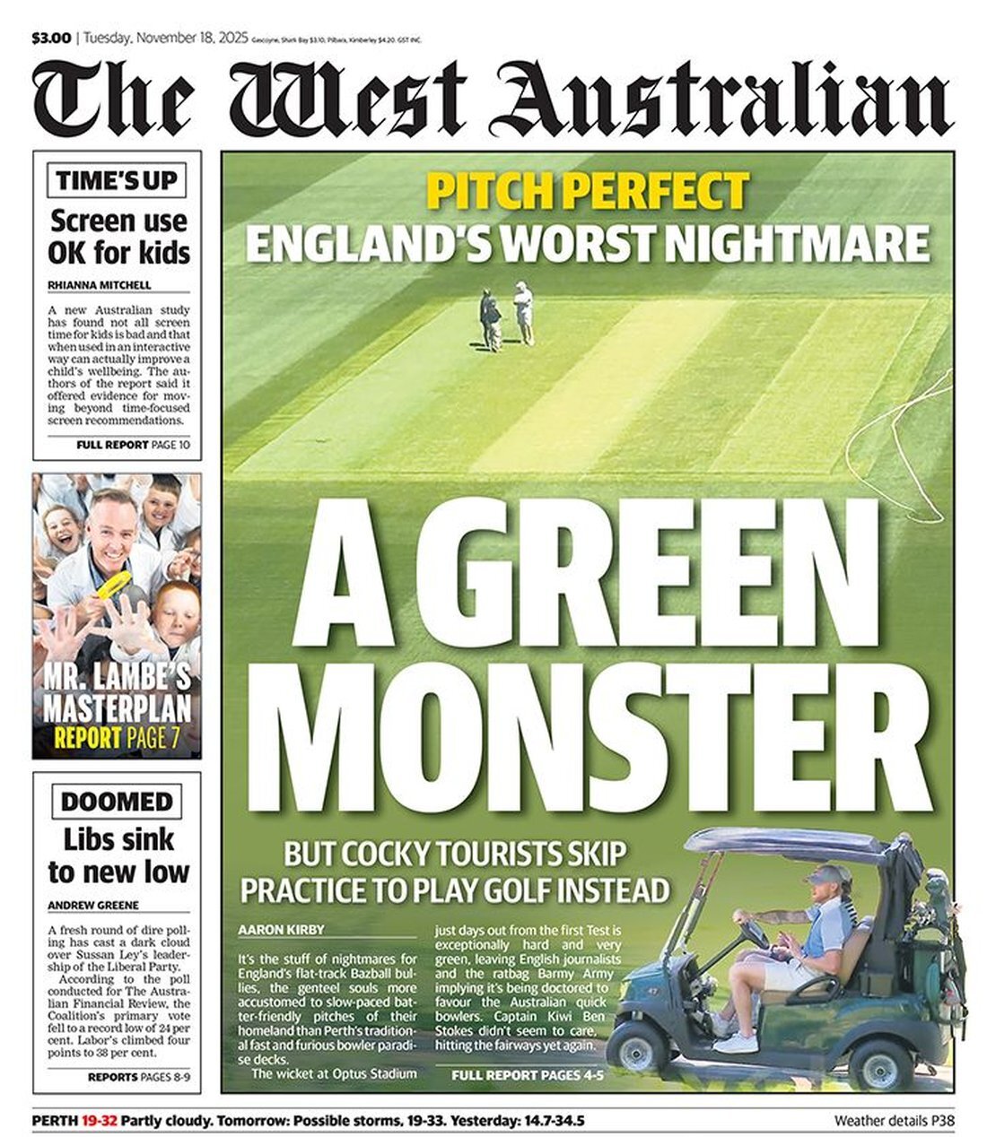 Prima Pagina The West Australian 18/11/2025