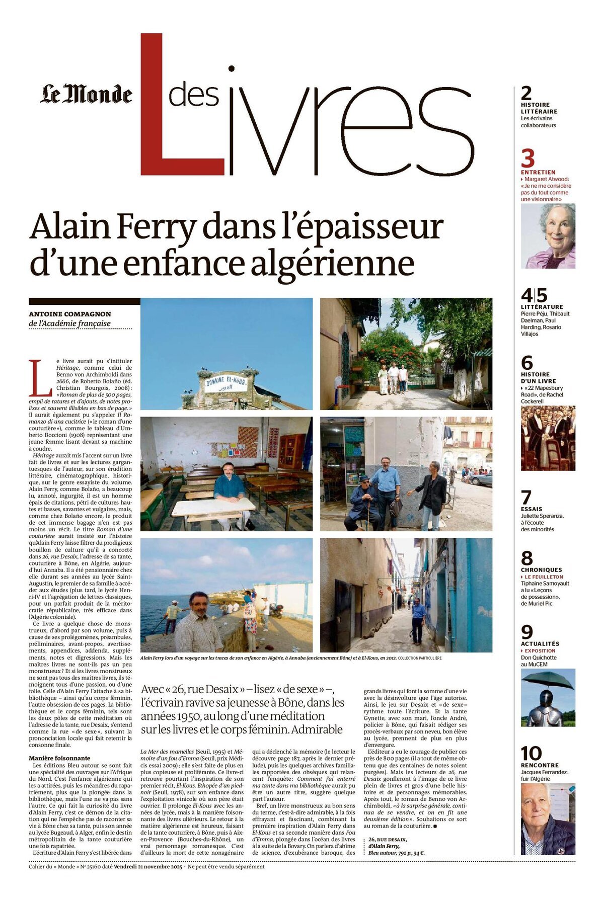 Copertina Le Monde des Livres 21/11/2025