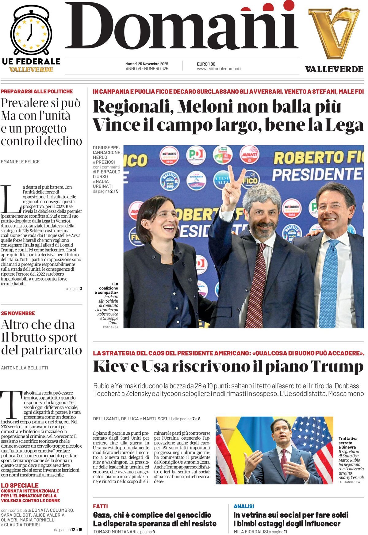 Prima Pagina Domani 25/11/2025
