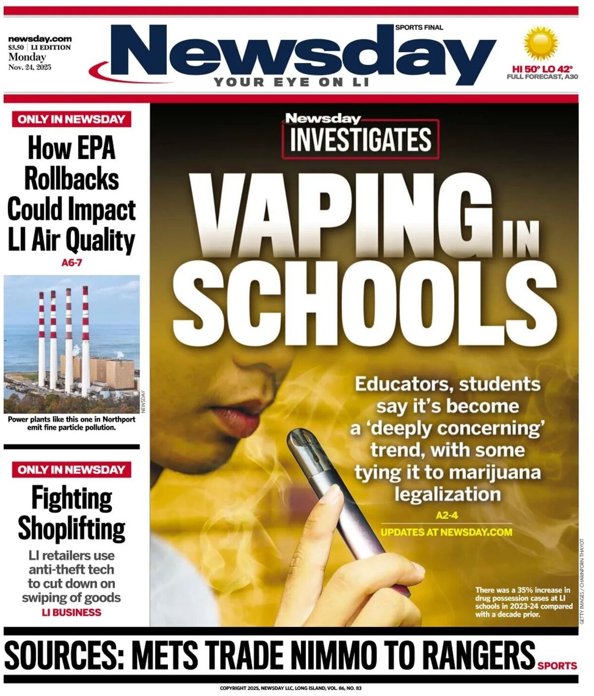 Prima Pagina Newsday 24/11/2025