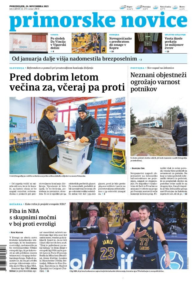 Prima Pagina Primorske Novice 24/11/2025