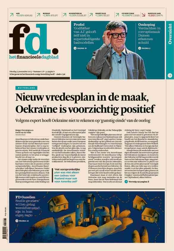 Prima Pagina Het Financieele Dagbladm (FD) 25/11/2025
