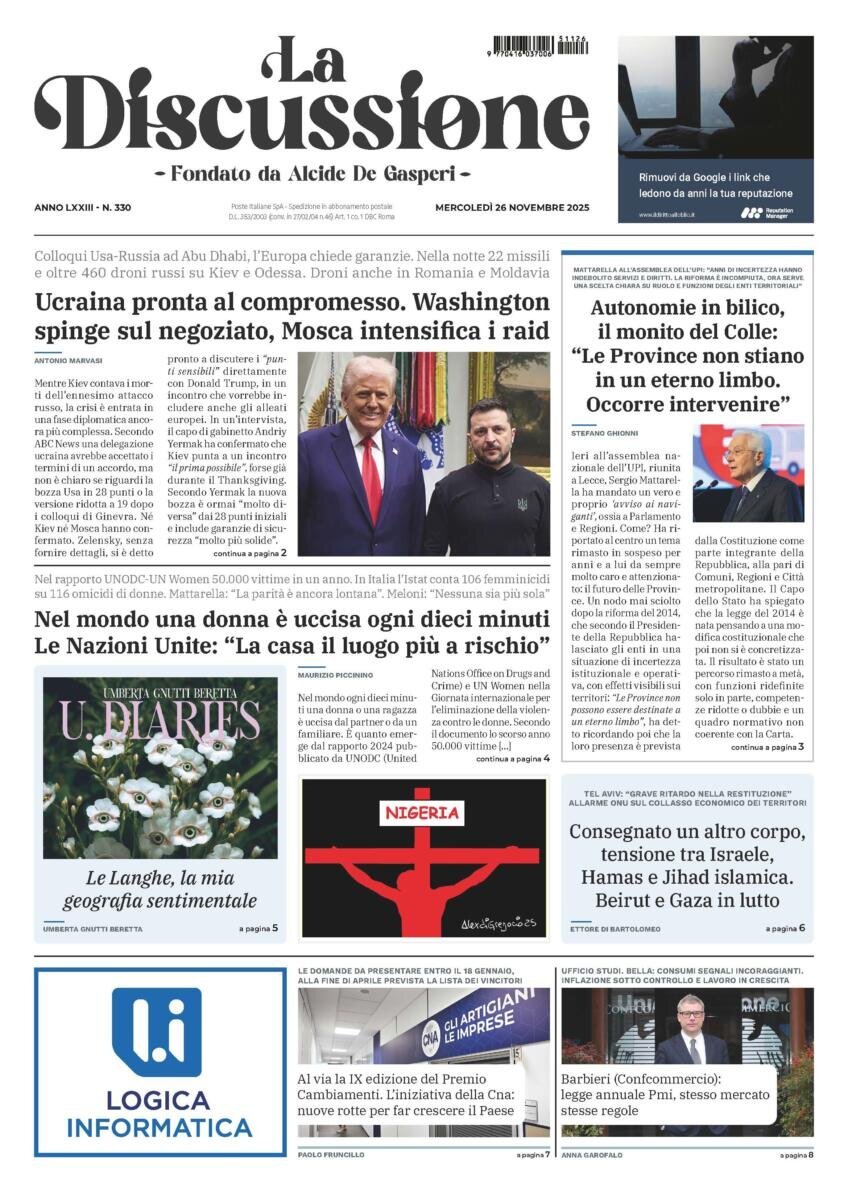 Prima Pagina La Discussione 26/11/2025