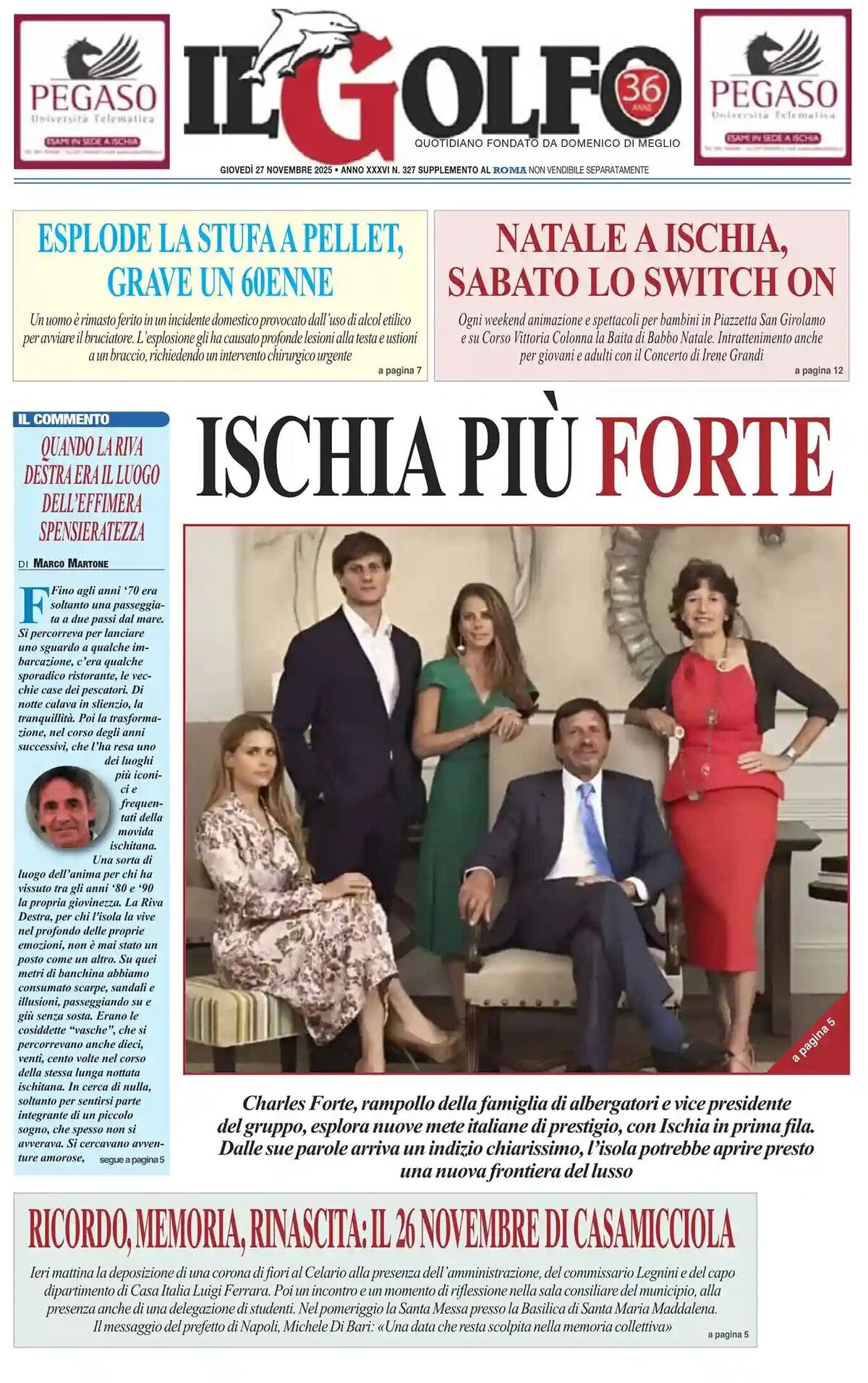 Prima Pagina Il Golfo 27/11/2025