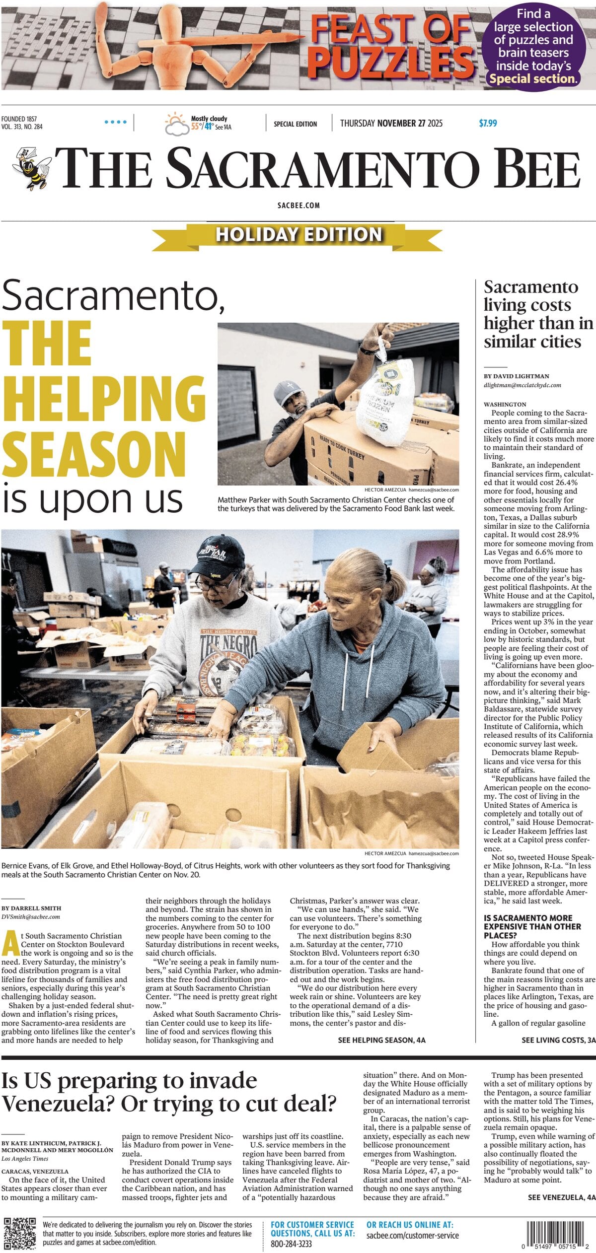 Prima Pagina The Sacramento Bee 27/11/2025