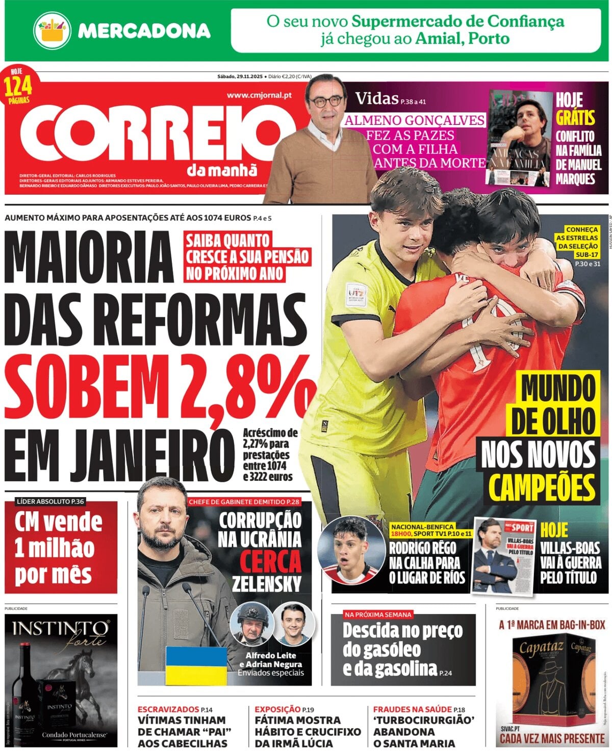 Prima Pagina Correio da Manhã 29/11/2025