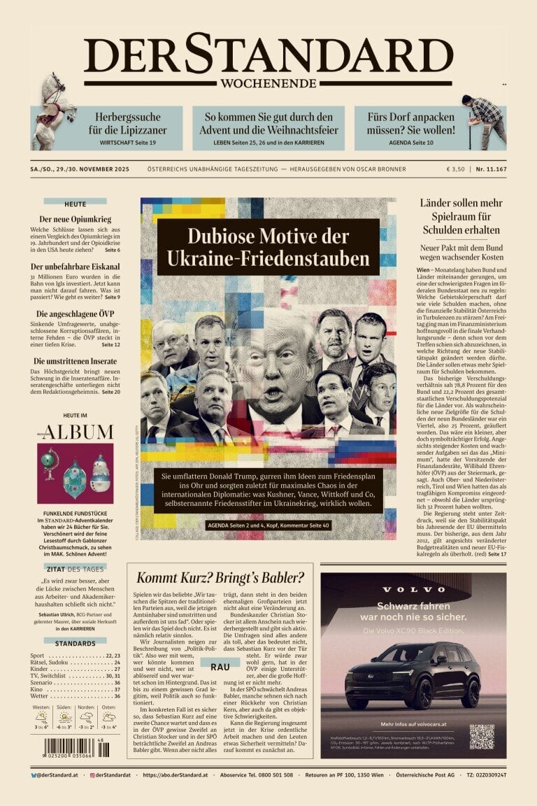 Prima Pagina Der Standard 29/11/2025