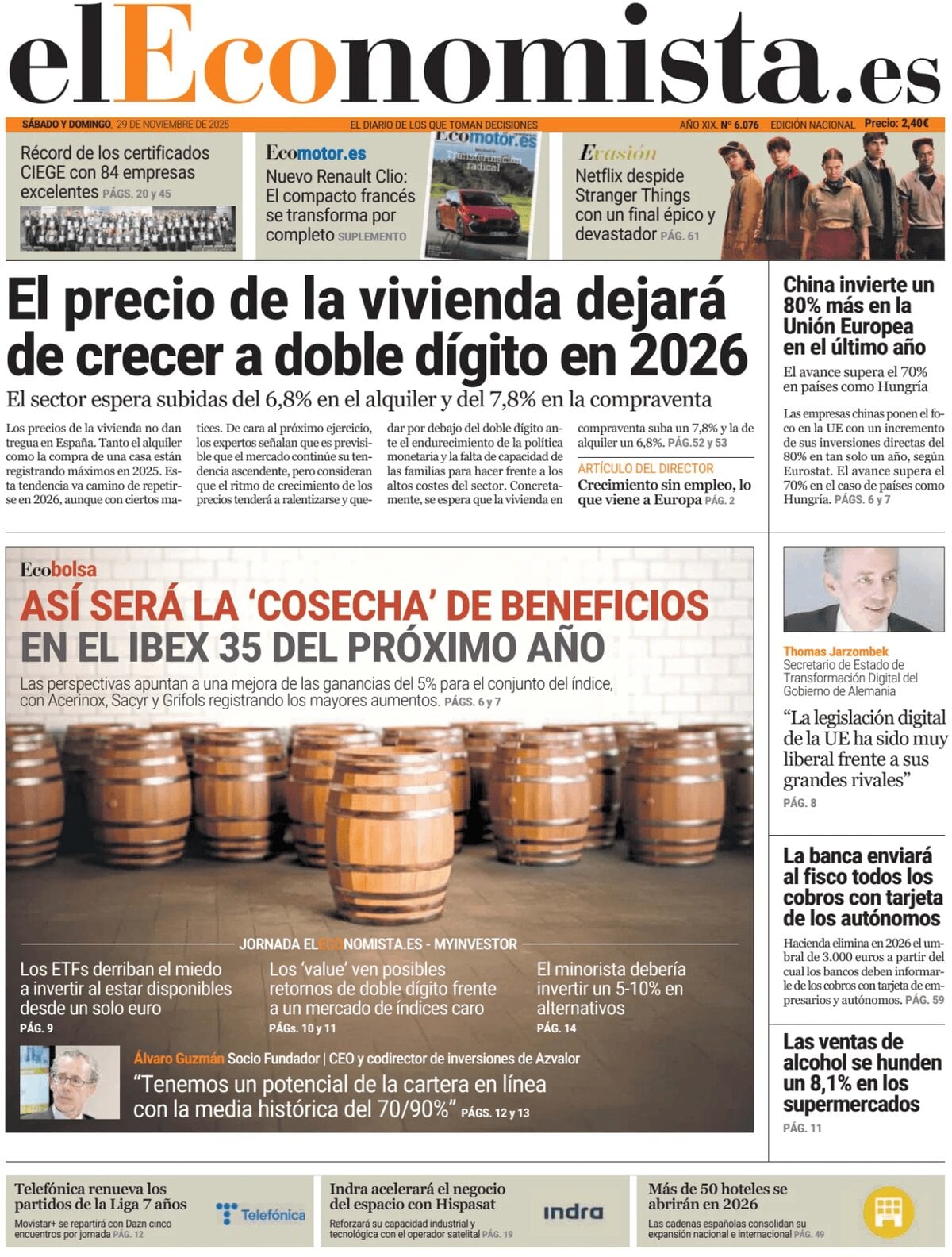 Prima Pagina El Economista 29/11/2025