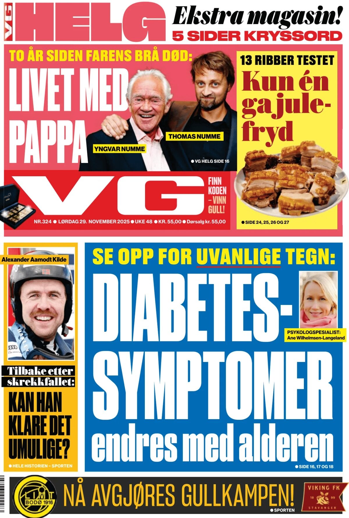 Prima Pagina Verdens Gang (VG) 29/11/2025