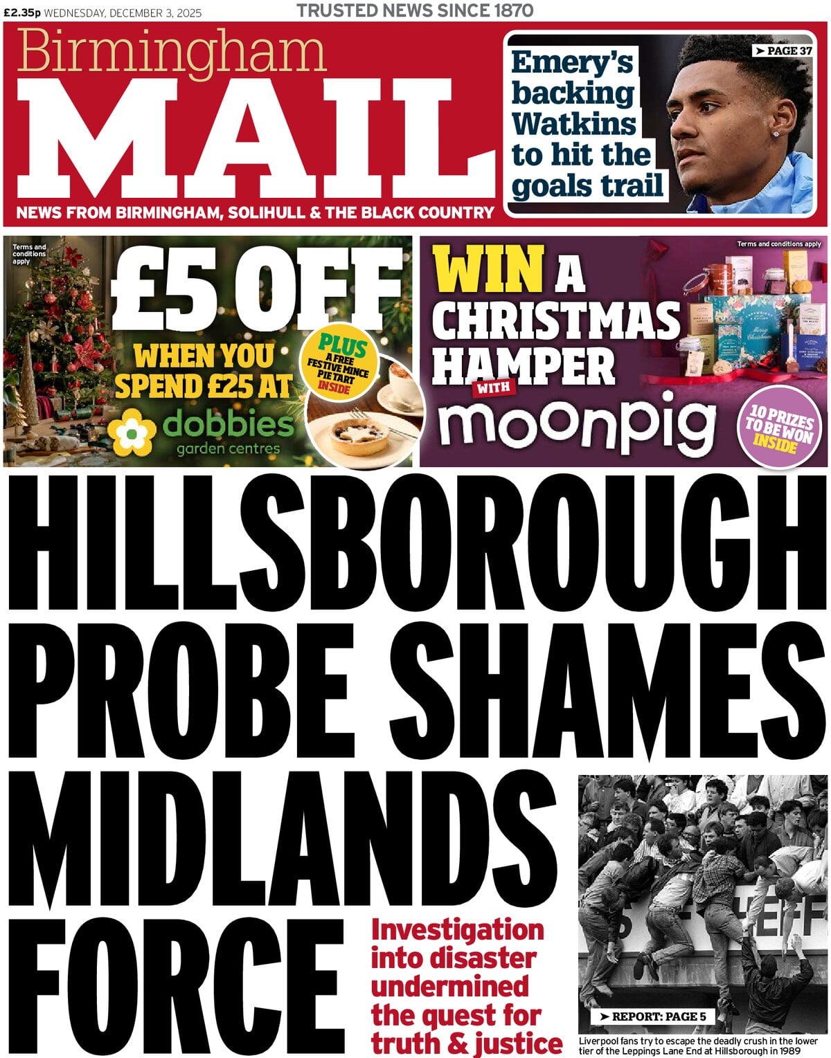 Prima Pagina Birmingham Mail 03/12/2025