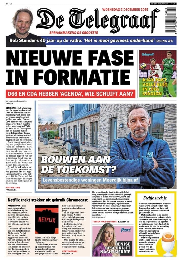 Prima Pagina De Telegraaf 03/12/2025