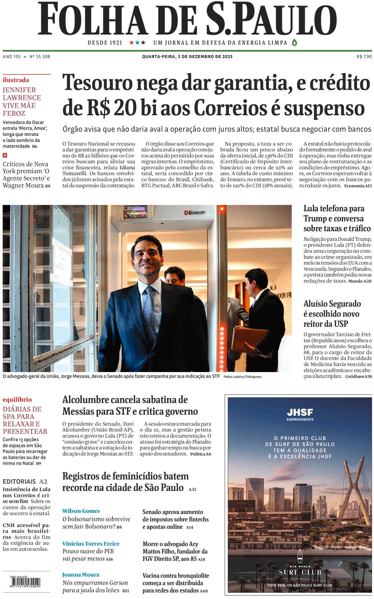 Prima Pagina Folha de S.Paulo 03/12/2025