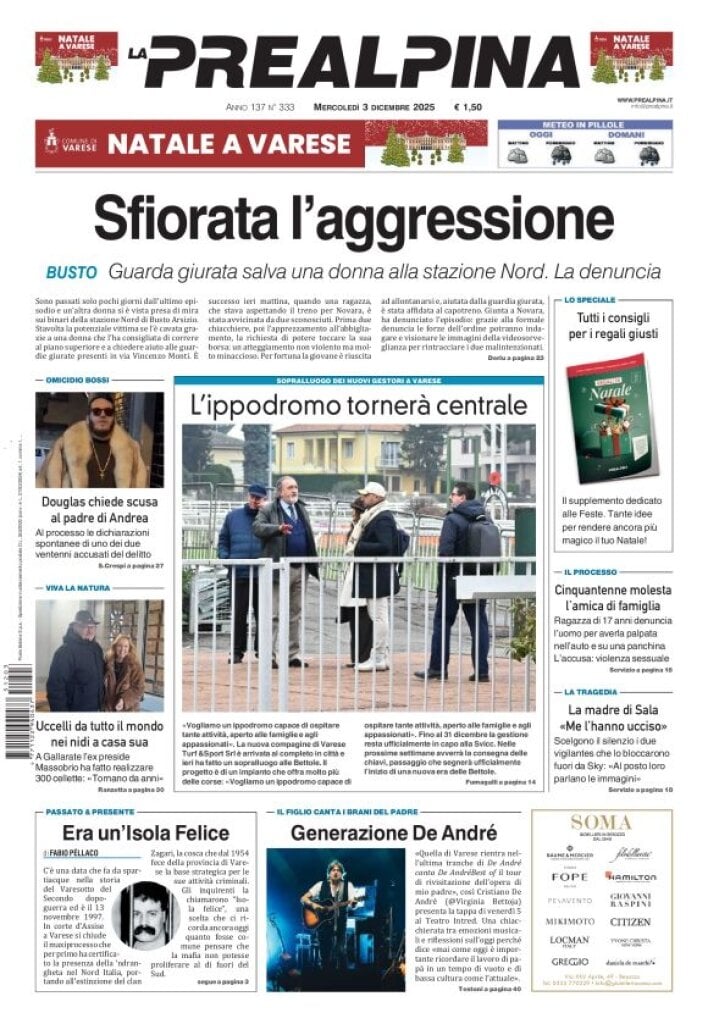 Prima Pagina La Prealpina 03/12/2025
