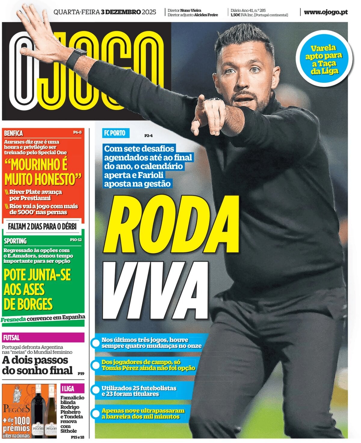Prima Pagina O Jogo 03/12/2025
