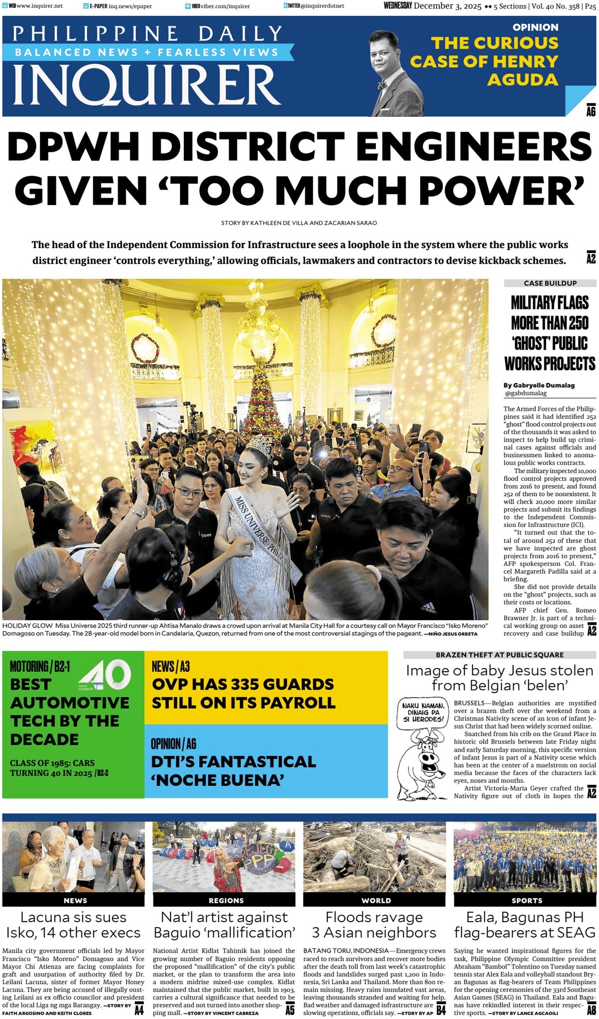 Prima Pagina Philippine Daily Inquirer 03/12/2025