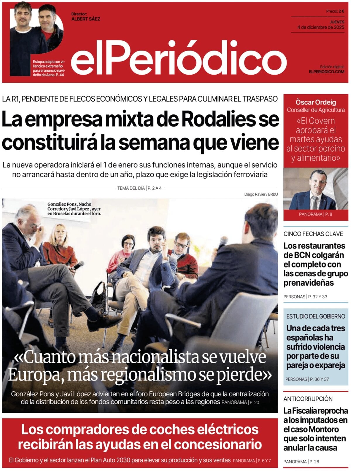 Prima Pagina El Periódico de Catalunya 04/12/2025