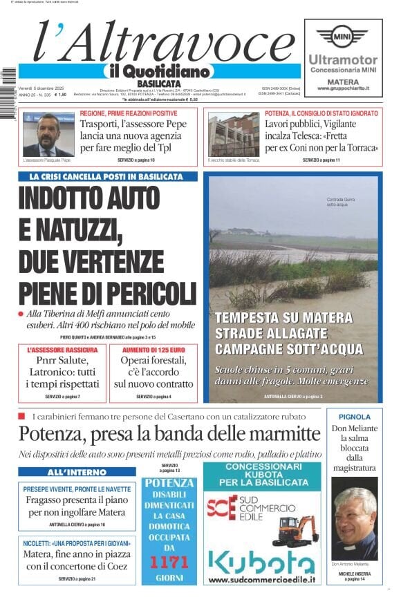 Prima Pagina Il Quotidiano del Sud (Basilicata) 05/12/2025