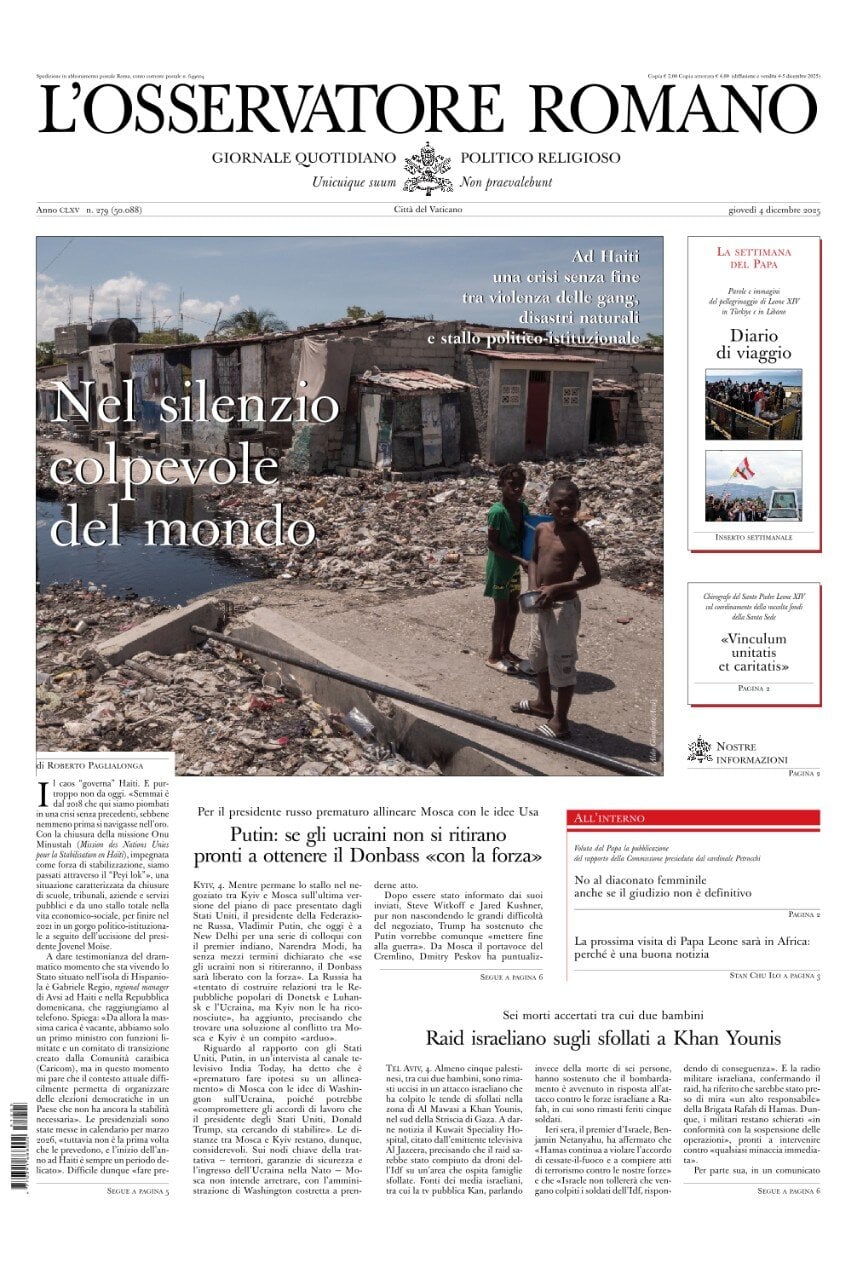Prima Pagina L'Osservatore Romano 05/12/2025