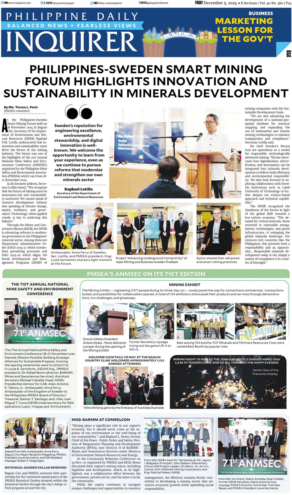 Prima Pagina Philippine Daily Inquirer 05/12/2025