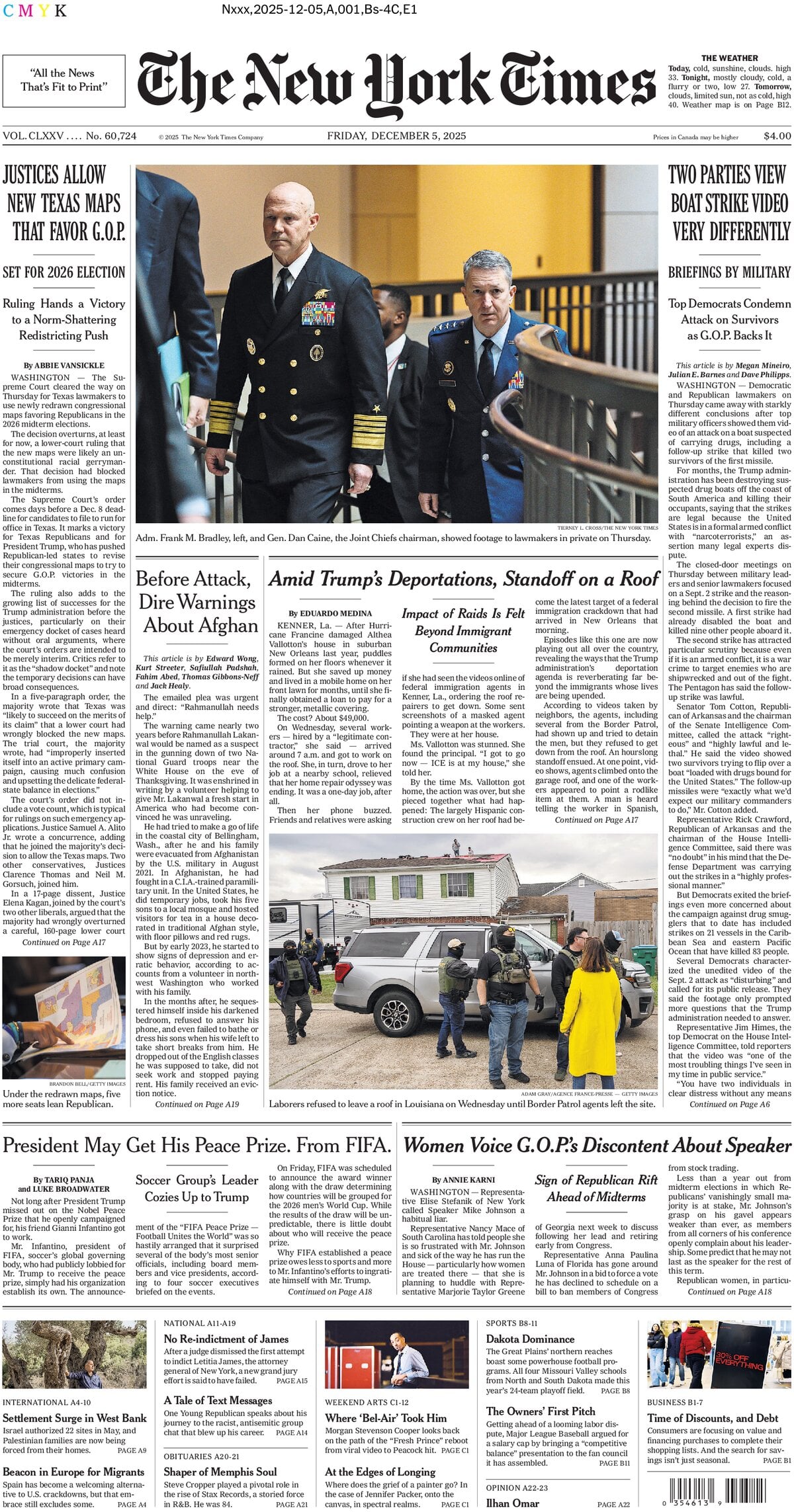 Prima Pagina The New York Times 05/12/2025
