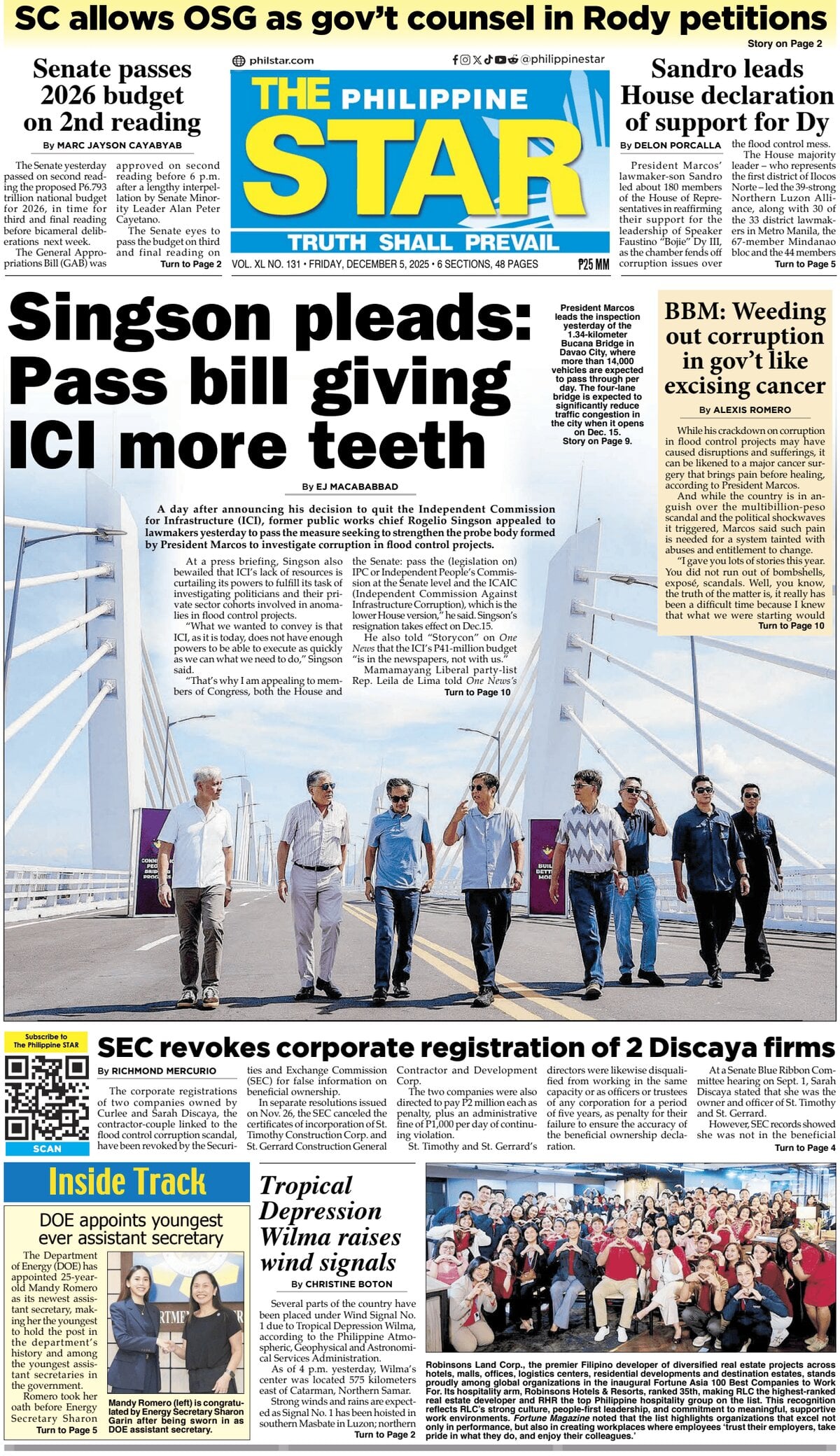 Prima Pagina The Philippine Star 05/12/2025