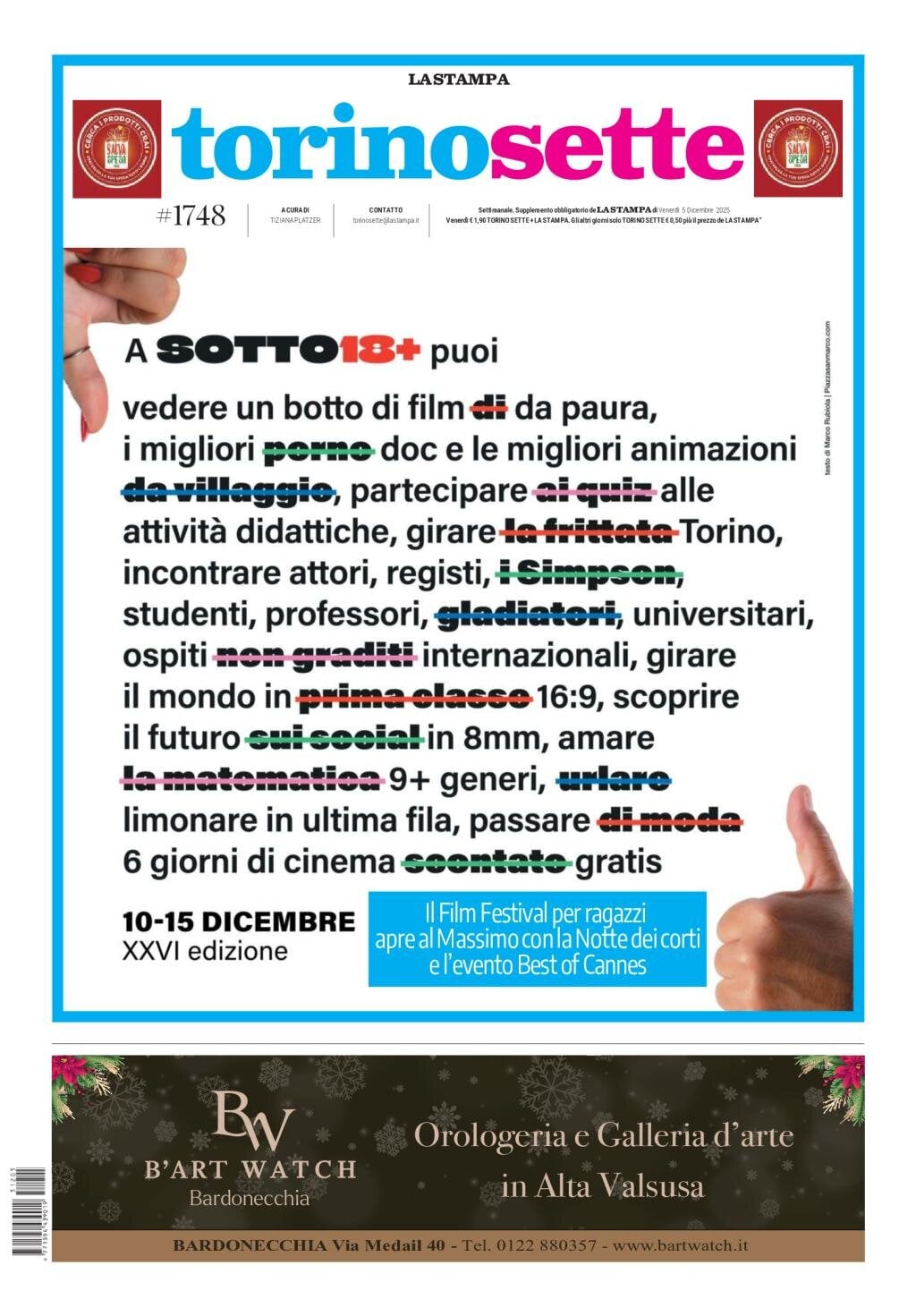 Copertina Torino Sette (La Stampa) 05/12/2025