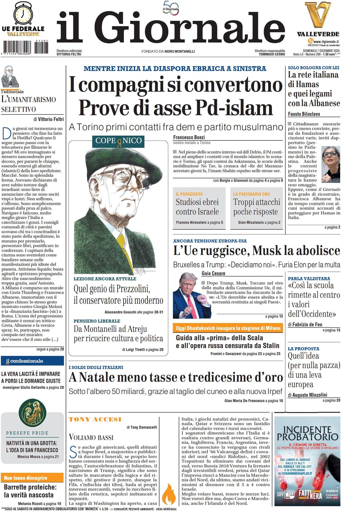 Prima Pagina Il Giornale 07/12/2025