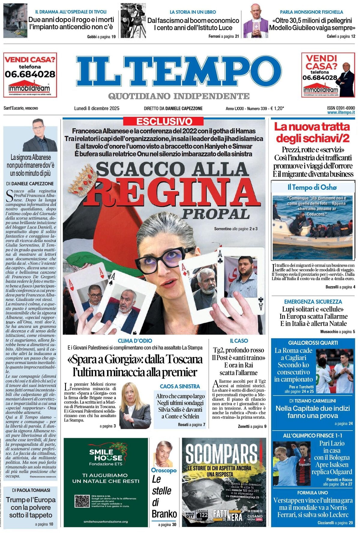 Prima Pagina Il Tempo 08/12/2025