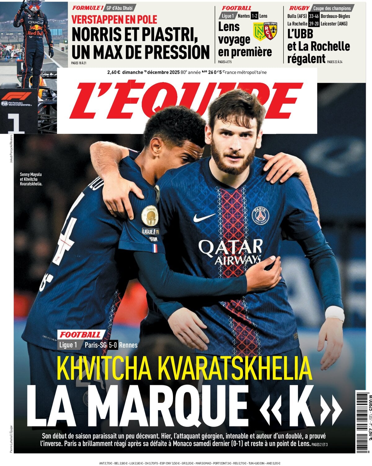 Prima Pagina L'Equipe 07/12/2025
