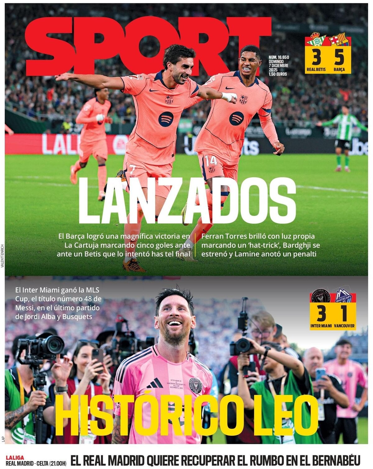 Prima Pagina SPORT (Barcelona) 07/12/2025