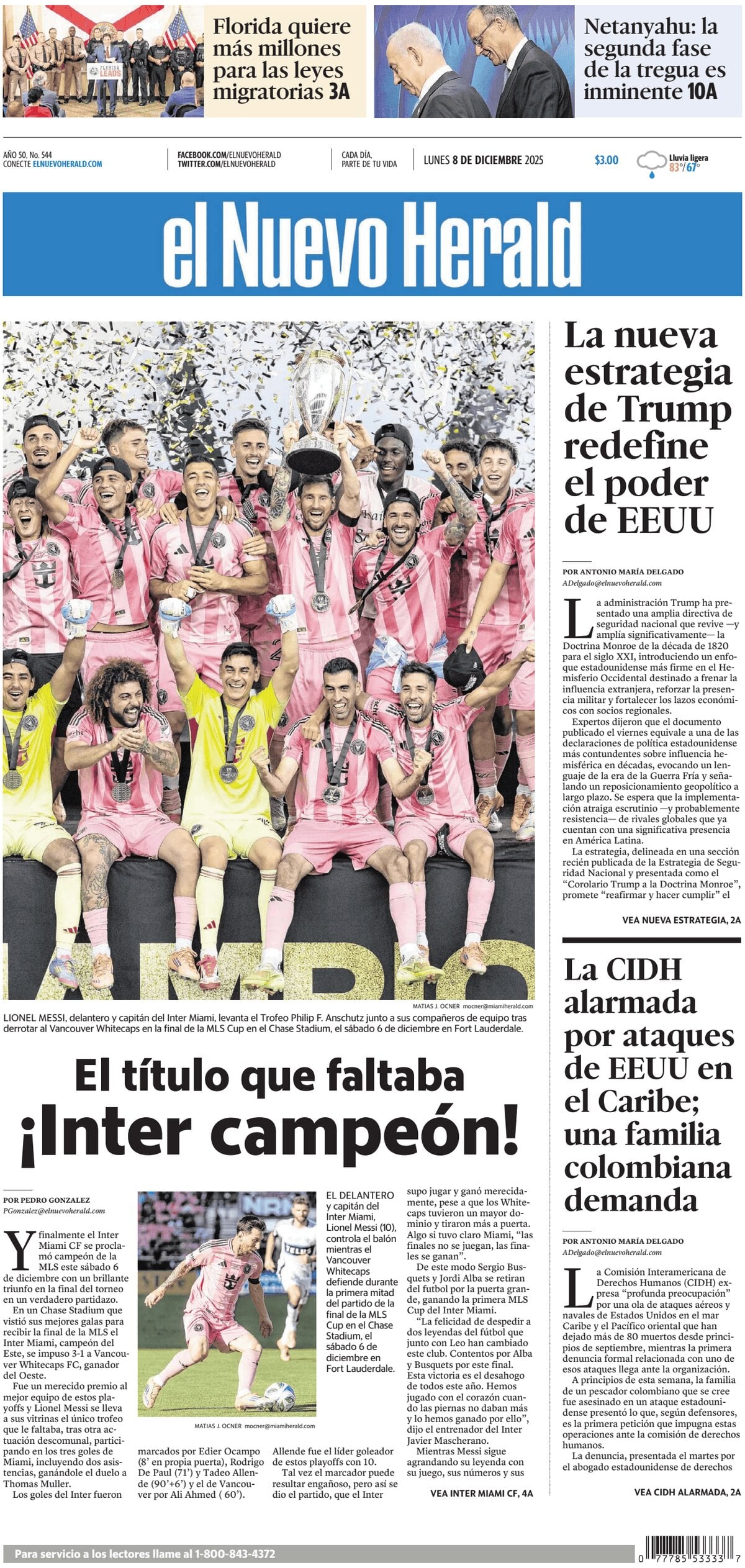 Prima Pagina El Nuevo Herald 08/12/2025