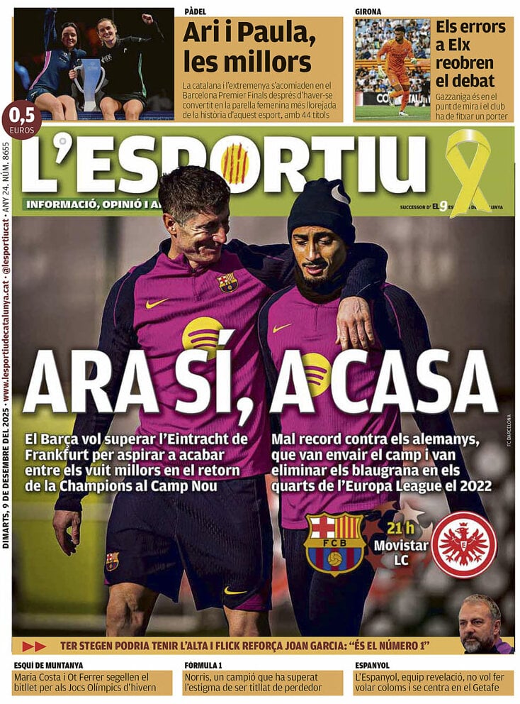 Prima Pagina L'Esportiu 09/12/2025