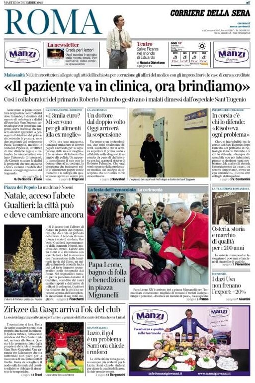 Prima Pagina Corriere della Sera (Roma) 09/12/2025