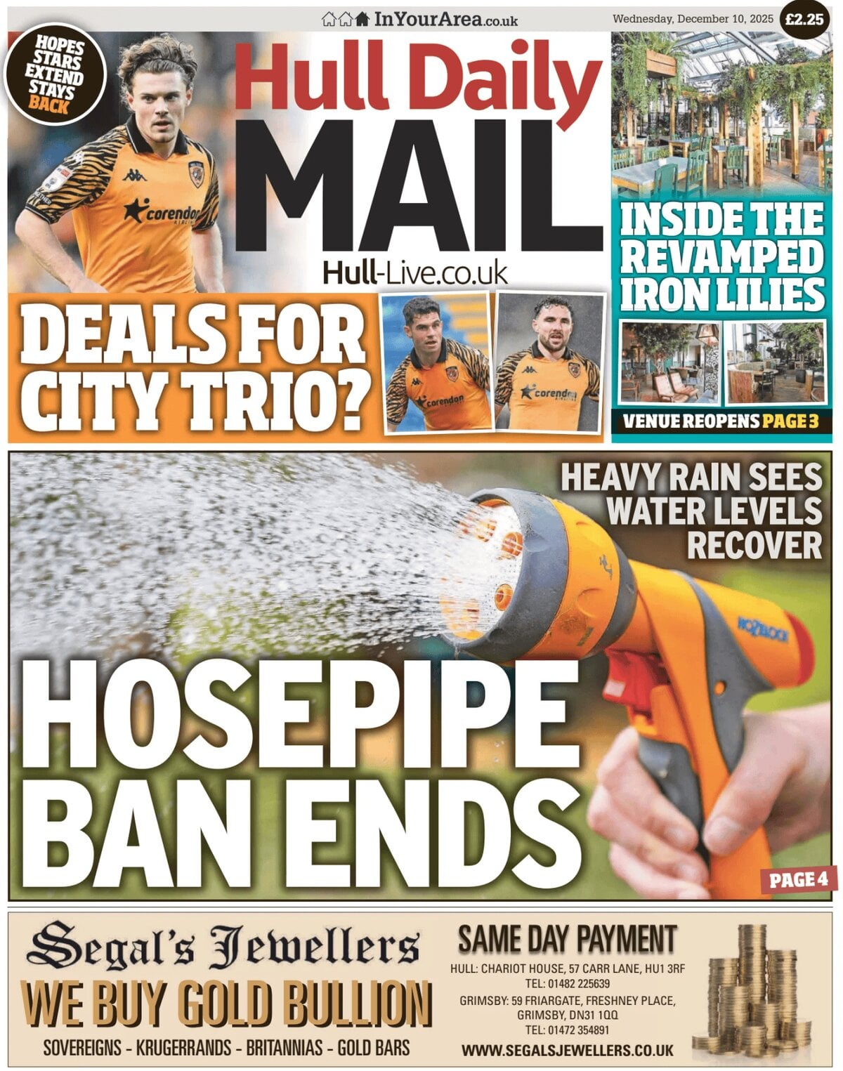 Prima Pagina Hull Daily Mail 10/12/2025