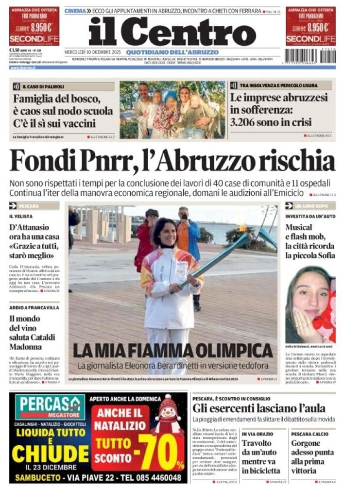 Prima Pagina Il Centro (Pescara) 10/12/2025