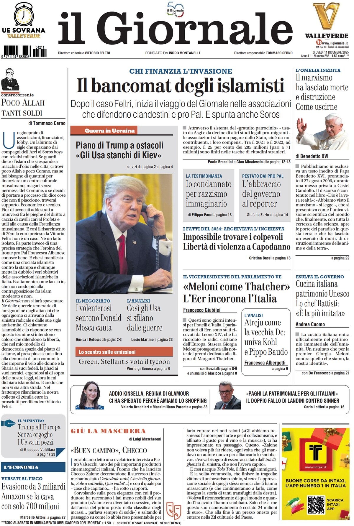 Prima Pagina Il Giornale 11/12/2025