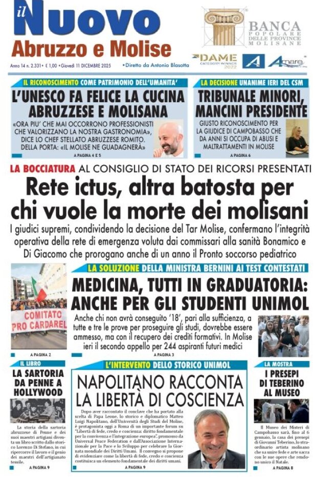 Prima Pagina Il Nuovo Abruzzo e Molise 11/12/2025