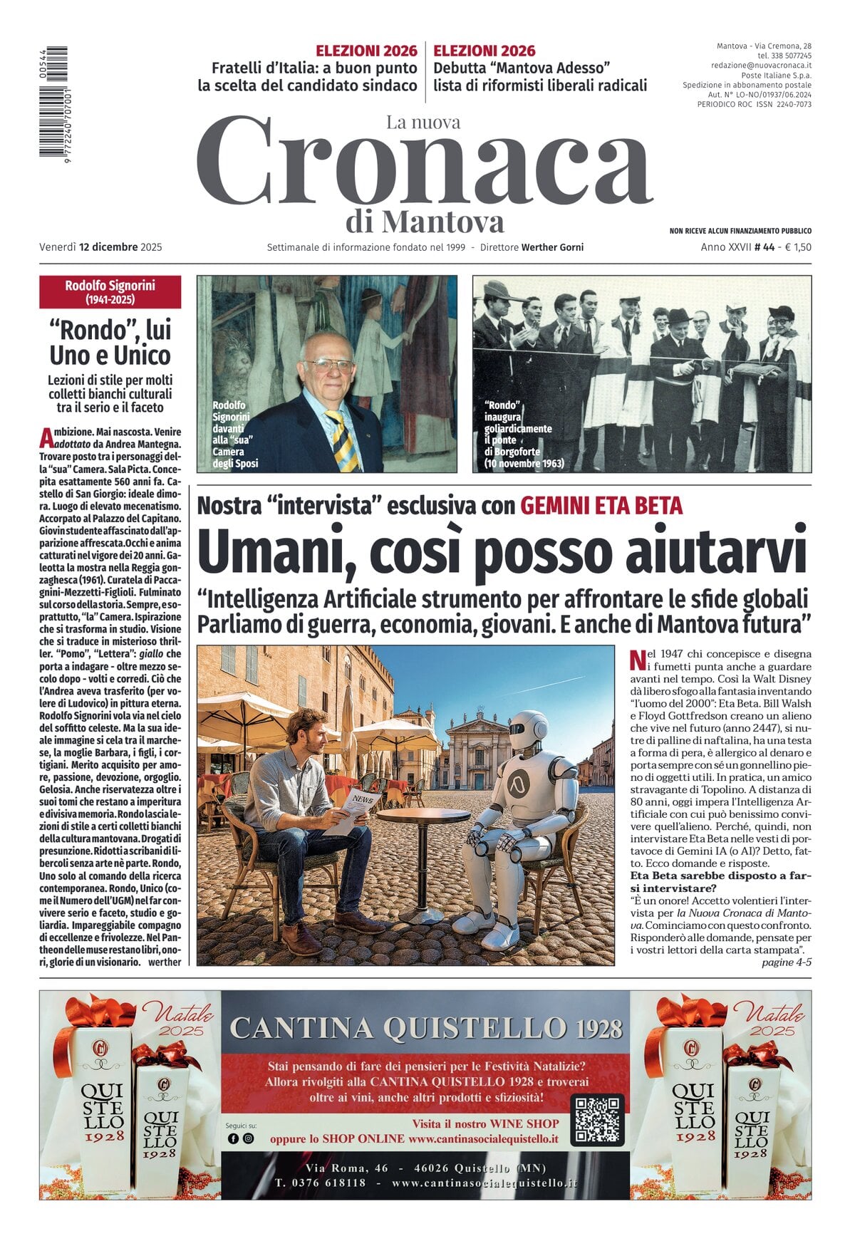 Copertina La nuova Cronaca di Mantova 12/12/2025