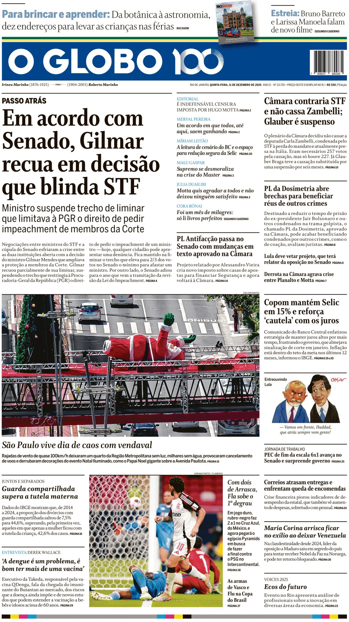 Prima Pagina O Globo 11/12/2025