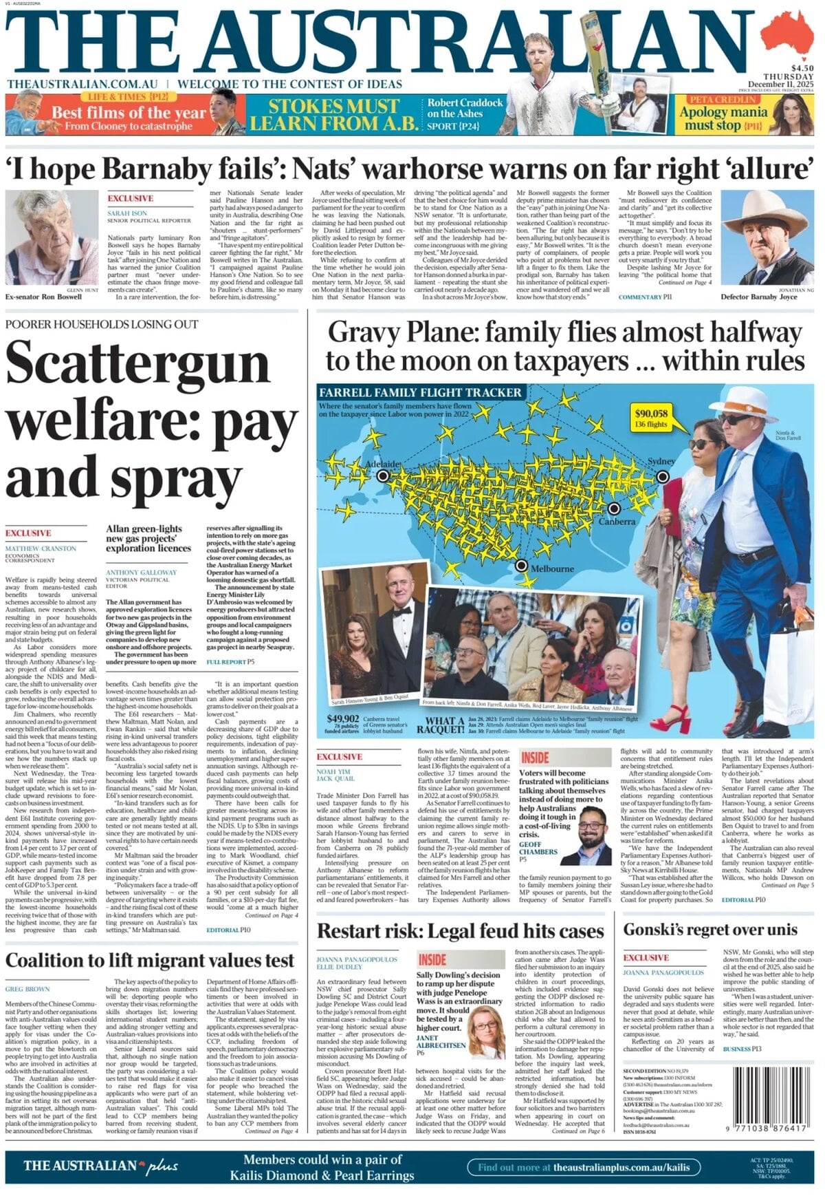 Prima Pagina The Australian 11/12/2025